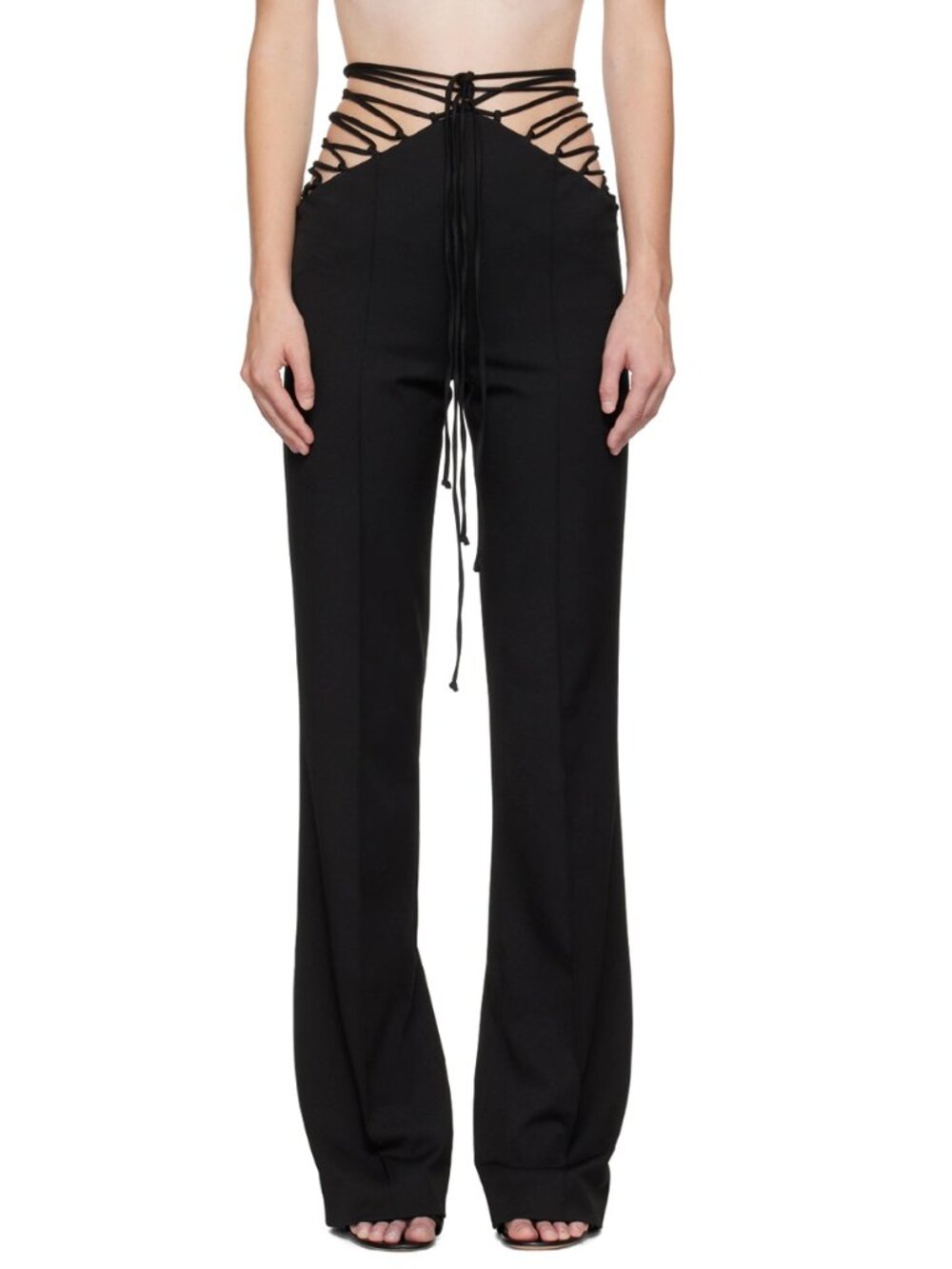Aleksandre Akhalkatsishvili Black Lace Up Trousers Size M